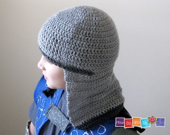 DIY Halloween Ritter Kostüm, Ritter Helm, Häkelanleitung, Hut für Jungen, Mütze für Jungen, Sofort Download PDF, Foto Häkelanleitung