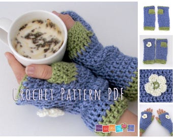 PDF Crochet Pattern, Fingerless Gloves Pattern, Crochet Instant Download Pattern, Fingerless Mittens Adult size, Beginner Crochet Tutorial