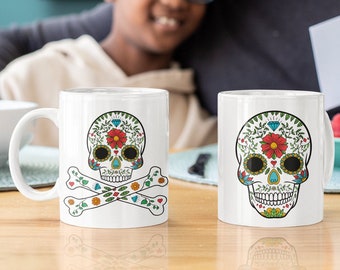 Sugar Skull Mug, Day Of The Dead Mug, Pirate Mug, Coffee Mug, Tea Mug Pirate Gift, Dia de Muertos Gift Mug Standard 11 oz Mug