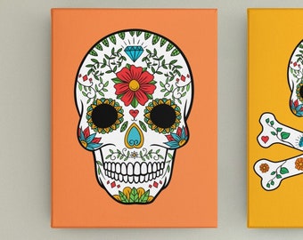 Day Of The Dead Sugar Skull Print Quality GICLEÉ 13 colour options, Dia de Muertos Wall Art Home Decor, Kitchen Art Children's Room A4 A3 A2