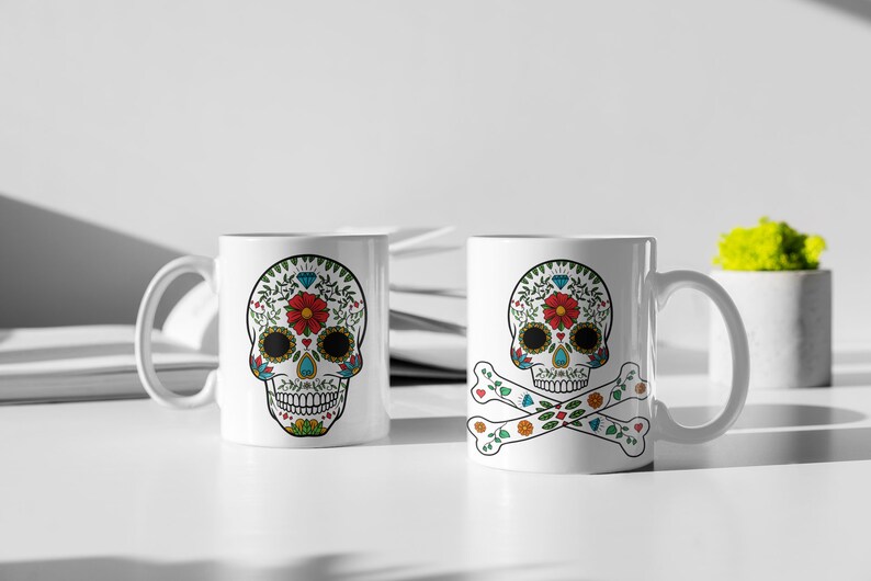 Sugar Skull Mug, Day Of The Dead Mug, Pirate Mug, Coffee Mug, Tea Mug Pirate Gift, Dia de Muertos Gift Mug Standard 11 oz Mug image 6