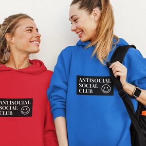 Antisocial Club Hoodie, Introvert Gift Hoodie, Socially Distant Gift, Matching Best Friends Hoodie Gift, Humorous Hoodie Comfort Wear XS-5XL image 4