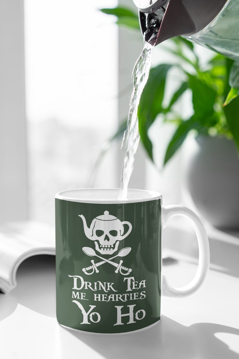 Pirate Mug Drink Tea Me Hearties Cup Of Tea Tea Lover Gift Etsy
