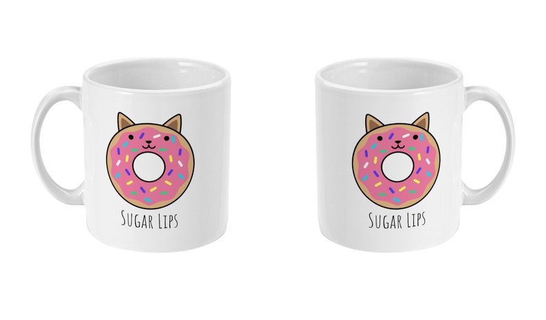 Sugar Lips Mug, Cute Mug, Cat Mug Funny Mug BFF Gift, Tea Mug, Coffee Mug Donut Gift Best Friend Mug Standard 11 oz Mug image 4