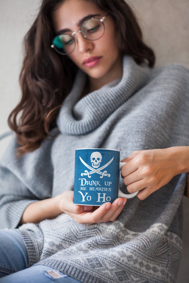 Pirate Mug, Drink Up Me Hearties Yo Ho, Coffee Mug, Tea Gift, Pirate Gift Idea, Rum gift, Standard size 11 oz Mug image 2