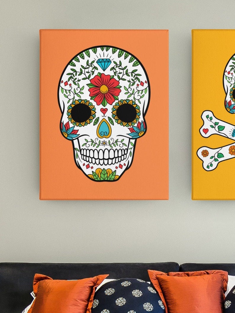 Day Of The Dead Sugar Skull Print Quality GICLEÉ 13 colour options, Dia de Muertos Wall Art Home Decor, Kitchen Art Children's Room A4 A3 A2 Juicy