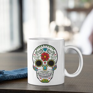 Sugar Skull Mug, Day Of The Dead Mug, Pirate Mug, Coffee Mug, Tea Mug Pirate Gift, Dia de Muertos Gift Mug Standard 11 oz Mug image 4