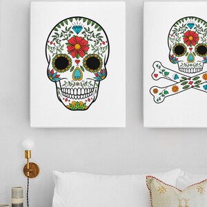 Day Of The Dead Sugar Skull Print Quality GICLEÉ 13 colour options, Dia de Muertos Wall Art Home Decor, Kitchen Art Children's Room A4 A3 A2 image 4