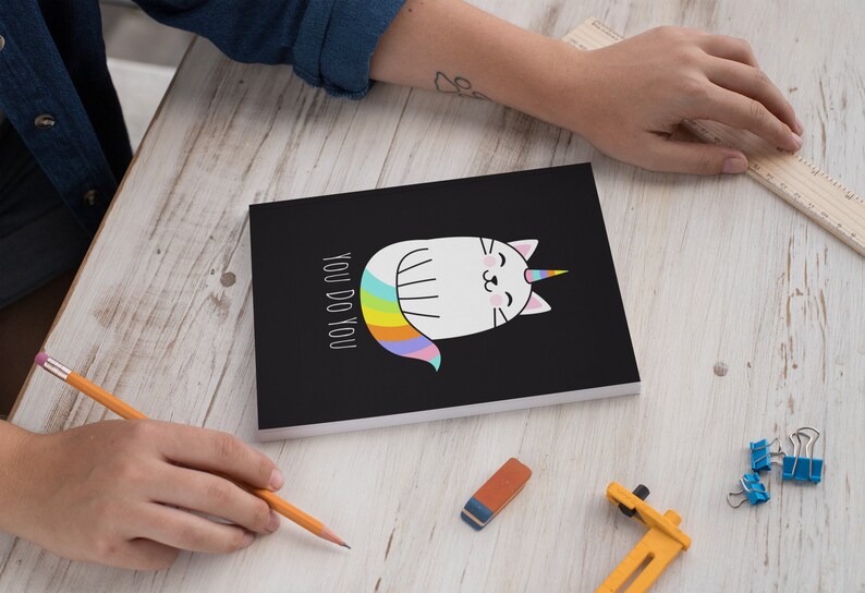 You Do You Funny Cat Unicorn Journal, Dream Diary, Writers Gift, Blank Notebook, Planner, Diary, 7x9 inches image 3