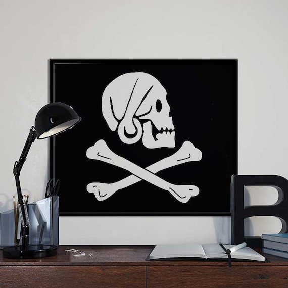 No Junk Mail pirate porte en bois Signe Crâne Et Croix Os Jolly Roger