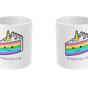 Rainbow Unicorn Mug, You Want A Piece Of Me Cake, Coffee Mug, Tea Mug, Cute Rainbow Mug, LGBTQ Pride Gift, Office Mug, Standard 11 oz image 4