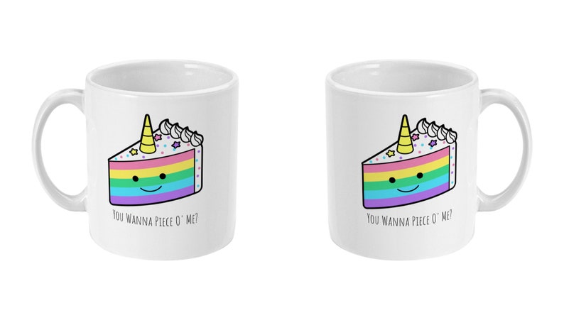 Rainbow Unicorn Mug, You Want A Piece Of Me Cake, Coffee Mug, Tea Mug, Cute Rainbow Mug, LGBTQ Pride Gift, Office Mug, Standard 11 oz image 4