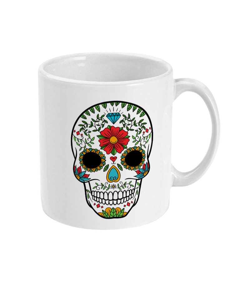 Sugar Skull Mug, Day Of The Dead Mug, Pirate Mug, Coffee Mug, Tea Mug Pirate Gift, Dia de Muertos Gift Mug Standard 11 oz Mug image 5