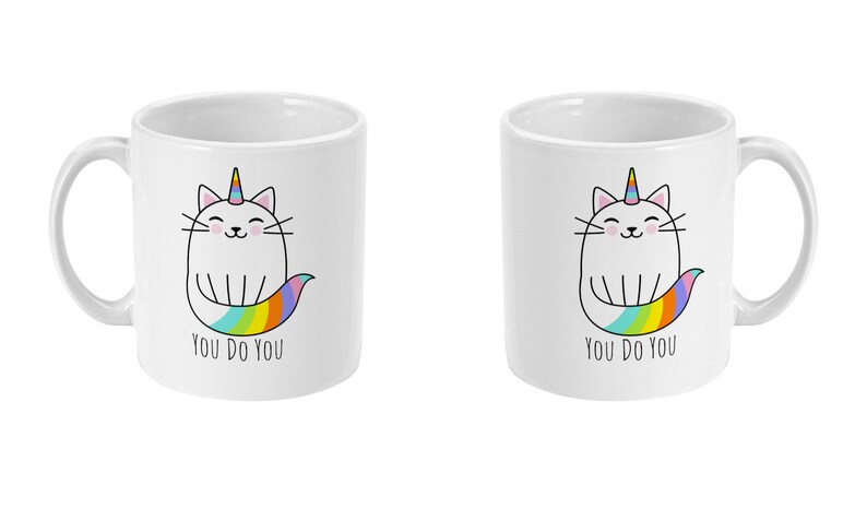 Cat Unicorn Rainbow Mug, You Do You Inspirational Quote Cat Mug, Unicorn Mug, Coffee Mug, Tea Mug, Fur Baby Gift LGBTQ Mug Size 11 oz image 4