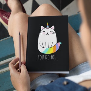 You Do You Funny Cat Unicorn Journal, Dream Diary, Writers Gift, Blank Notebook, Planner, Diary, 7x9 inches image 2
