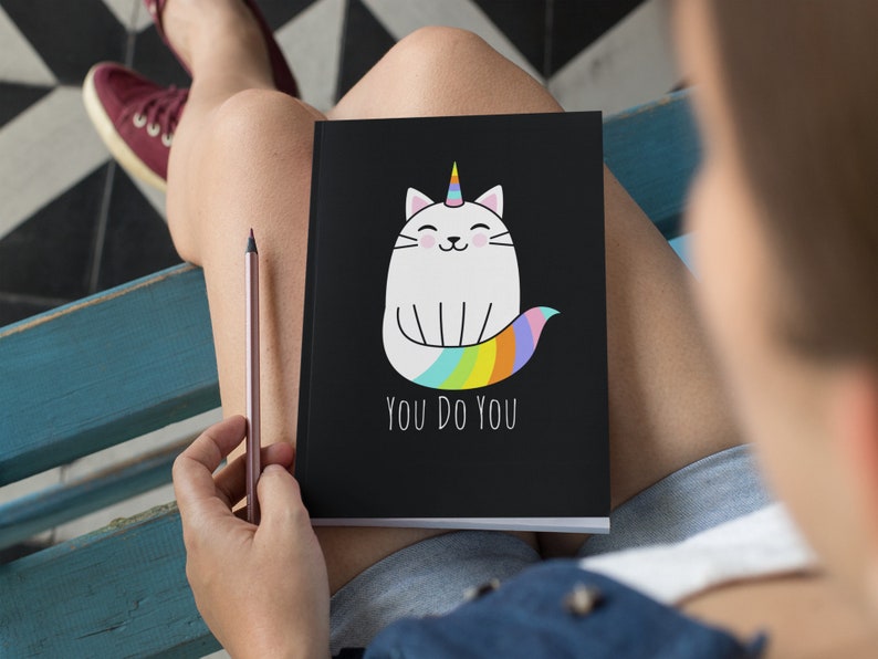 You Do You Funny Cat Unicorn Journal, Dream Diary, Writers Gift, Blank Notebook, Planner, Diary, 7x9 inches image 2