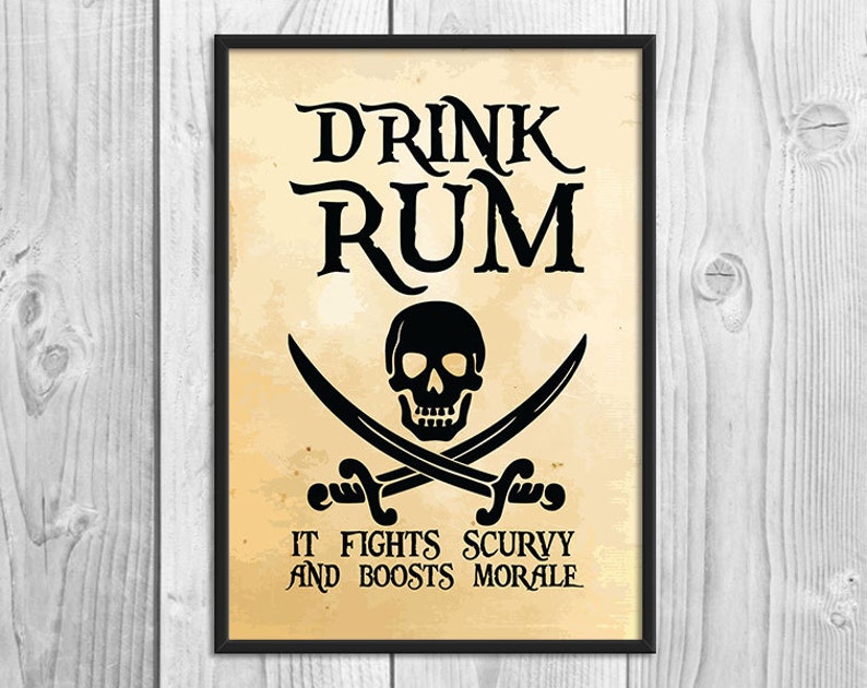 Drink Rum It Fights Scurvy Pirate Art Print Poster Etsy