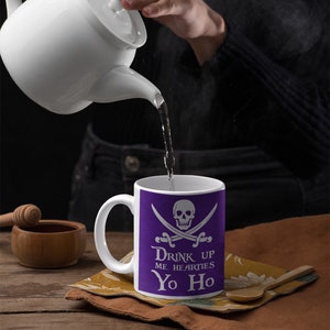 Pirate Mug, Drink Up Me Hearties Yo Ho, Coffee Mug, Tea Gift, Pirate Gift Idea, Rum gift, Standard size 11 oz Mug image 7