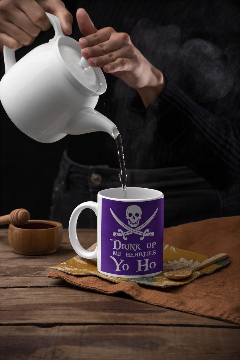 Pirate Mug, Drink Up Me Hearties Yo Ho, Coffee Mug, Tea Gift, Pirate Gift Idea, Rum gift, Standard size 11 oz Mug image 7