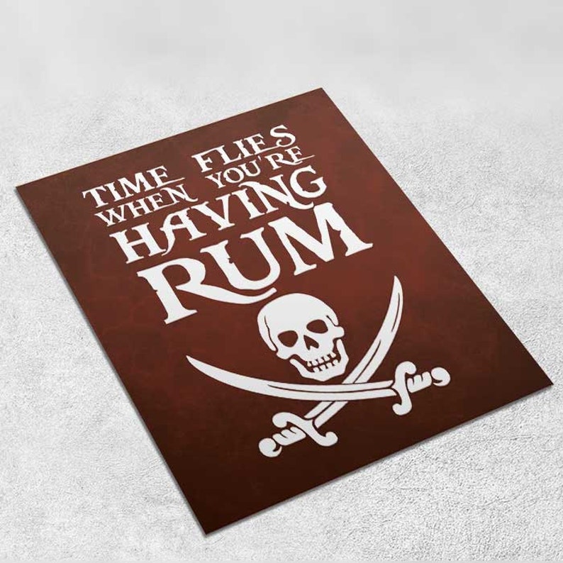 Time Flies When You re Having Rum Pirate Art Print Etsy Time flies when you re having rum pirate art print etsy