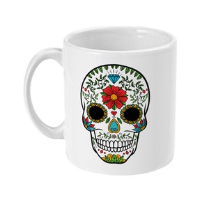 Sugar Skull Mug, Day Of The Dead Mug, Pirate Mug, Coffee Mug, Tea Mug Pirate Gift, Dia de Muertos Gift Mug Standard 11 oz Mug image 3