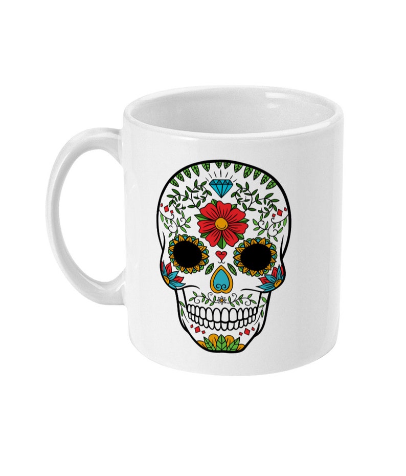 Sugar Skull Mug, Day Of The Dead Mug, Pirate Mug, Coffee Mug, Tea Mug Pirate Gift, Dia de Muertos Gift Mug Standard 11 oz Mug image 3