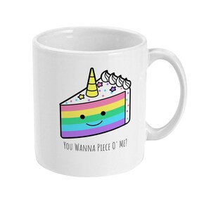 Rainbow Unicorn Mug, You Want A Piece Of Me Cake, Coffee Mug, Tea Mug, Cute Rainbow Mug, LGBTQ Pride Gift, Office Mug, Standard 11 oz image 3