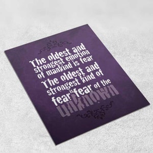 Gothic Art Print Fear HP Lovecraft Quote PRINTABLE 8x10 inches Wall Decor, Inspirational Print, Home Decor, Gothic Gift, fear Quote image 2