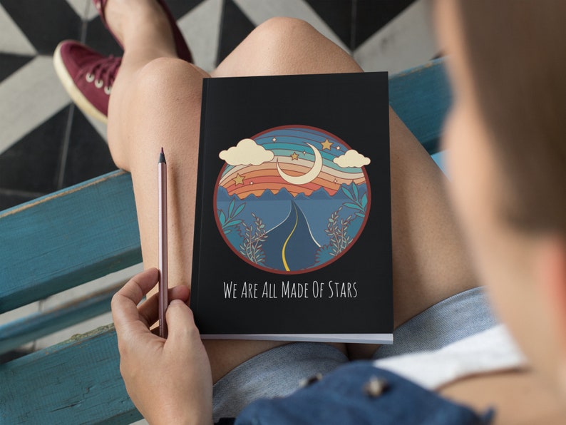 We are all Made of Stars Notebook Road Journal, Dream Diary, Writers Gift, Blank Notebook, Planner, Diary, 7x9 inches image 1