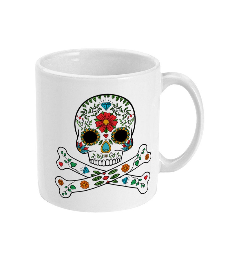 Sugar Skull Mug, Day Of The Dead Mug, Pirate Mug, Coffee Mug, Tea Mug Pirate Gift, Dia de Muertos Gift Mug Standard 11 oz Mug image 10