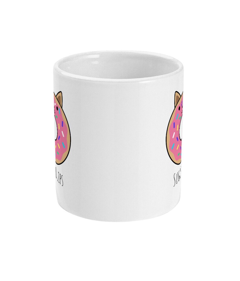 Sugar Lips Mug, Cute Mug, Cat Mug Funny Mug BFF Gift, Tea Mug, Coffee Mug Donut Gift Best Friend Mug Standard 11 oz Mug image 2