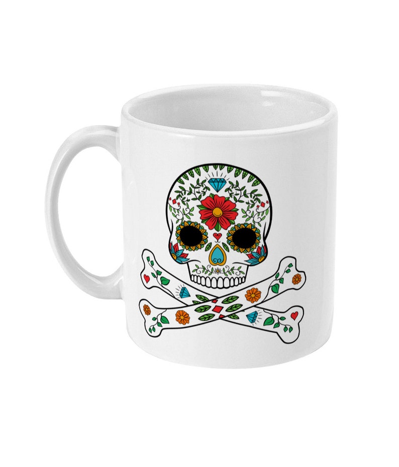 Sugar Skull Mug, Day Of The Dead Mug, Pirate Mug, Coffee Mug, Tea Mug Pirate Gift, Dia de Muertos Gift Mug Standard 11 oz Mug image 7
