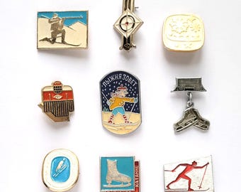 Winter sport Pins,  Pick your pin, Vintage badge, Christmas, Xmas, Ice hockey Pin, Soviet Vintage Pin, Made in USSR, 1980s