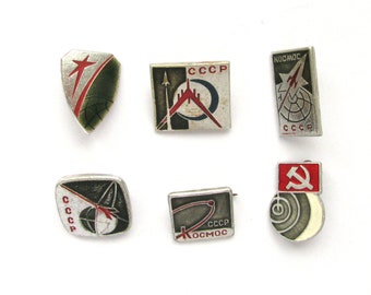 Set of 6 Soviet Space Pins, Vintage metal collectible badge, Spacecraft, Soviet Pin, Vintage Badge, Made in USSR, 80s