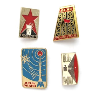 Pines festivos soviéticos, pin festivo, elige tu insignia, pin del Día de la Radiodifusión, pin del Día del Constructor, pin del Día del Minero, insignia vintage, pin soviético, URSS