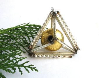 Construction Bugle beads ornament, Vintage glass Christmas decor, Antique decor, Soviet Christmas tree decoration, USSR, Soviet Union, 40s