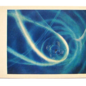 Ruimtevaartuig in krachtveld, ansichtkaart met schilderij van Sokolov, ruimte, ongebruikt, niet ondertekend, Sovjet vintage ansichtkaart, USSR, 1978