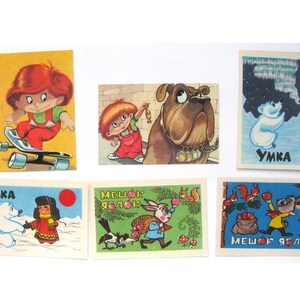 Zestaw 5 kalendarzy kieszonkowych, Boy Petrik, Bear Umka, używany, ilustracja, radziecka pocztówka vintage, ZSRR, 1981, 1982, 1983, 1984, 1990