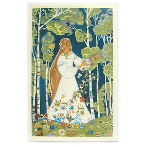 Postal de mujer, temporada, mayo, sin usar, popular, postal soviética antigua rara, ilustración, Prisekina, hecha en la URSS, 1973, años 70