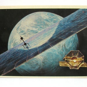 Espaço, Estação Espacial Solar, Cartão Espacial, Impressão Espacial, Arte Espacial, Sokolov, Não Utilizado, Não Assinado, Cartão Postal Soviético Vintage, URSS, 1982