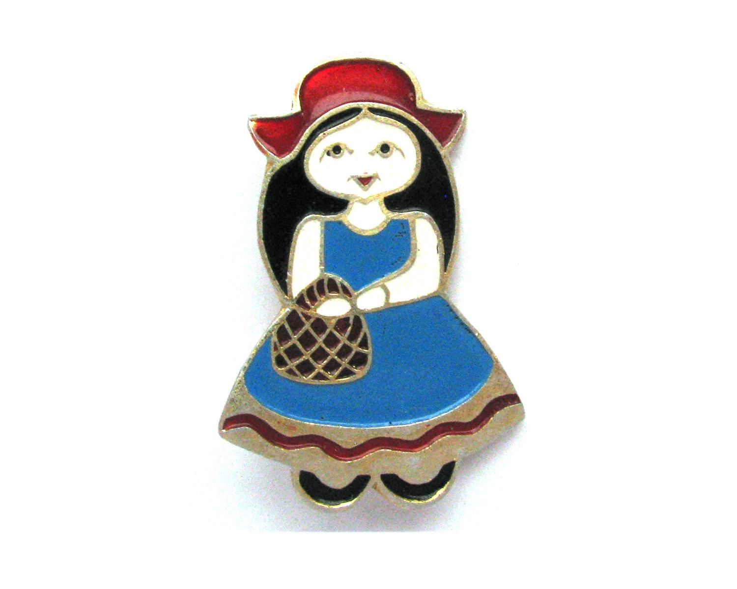 Little Red Riding Hood, Pin, Children badge, Girl, Cartoon Pin, Vintage pin, Cute Pin, Soviet Pin, Soviet Badge, USSR, 80s