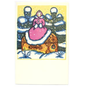 Donzela de Neve, Cartão Postal Não Utilizado, Menina, Morozko, Conto, Cartão Postal Vintage Soviético, Ilustração, Yershov, 1967, Década de 1960, Década de 60, URSS