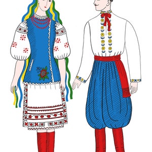 Ukrainian traditional clothes, Folk costumes, Digital Download, Stand with Ukraine, Illustration, Solidatity with Ukraine image 3