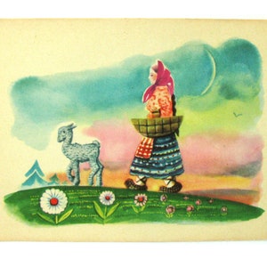 Irmã Alyonushka e irmão Ivanushka, Cartão postal não utilizado, Cartão postal soviético antigo, Ilustração, Yershov, 1961, década de 1960, década de 60, URSS