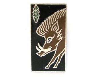 Wild boar Year Pin, Soviet Vintage Badge, Pig, Rare, Chinese New Year, USSR, 80s