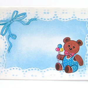 Neugeborenes Baby, Unbenutzte Postkarte, Bär, Glückwunsch Postkarte, Neugeborene, Illustration, Russische Vintage Postkarte, 1989, 1980er Jahre