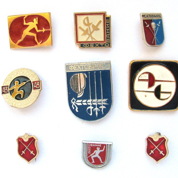 Fencing, Sports, Pick from Set, Soviet Badge, Rapier, Sword, Kinds of sport, Vintage metal collectible pins, Made in USSR, 1980s