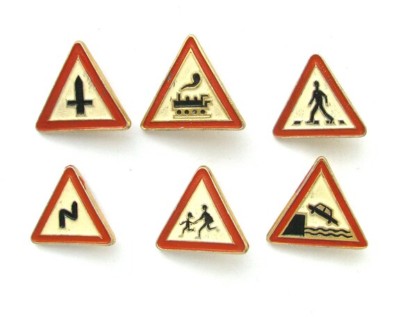 Triangle Road Signs >> Road Signs Set Of 6 Soviet Badges Triangle Red Vintage Etsy Triangle Road Signs >> Road Signs Set Of 6 Soviet Badges Triangle Red Vintage Etsy