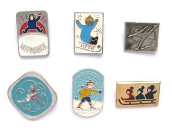 Winter sports, Pick your pin, Soviet Vintage badge, Christmas, Xmas, Skiing, Made in USSR, 1980s