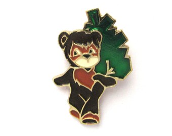 Bär Anstecker, Weihnachtsbaum, niedlicher Bär Anstecker, seltenes russisches Abzeichen, Weihnachtsbaum, Russisch, Vintage Anstecker, Emaille Pin, UdSSR, 1980er Jahre
